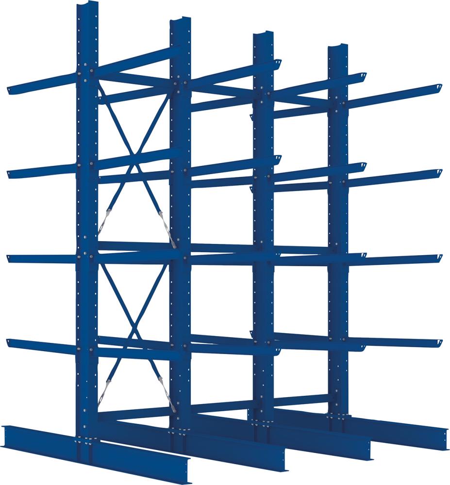Kragarmregal Heavy B3100xT2x1250xH4000 mm doppelseitig RAL 5010 5 Ebenen Traglast 1600kg