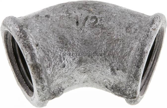 45°-Winkel Rp 1/2" (IG), Temperguss verzinkt