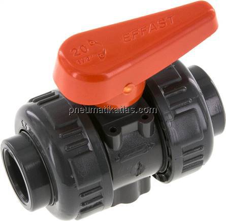 Klebemuffen-Kugelhahn, PVC-U / FKM, 20mm (Industrieausf.)