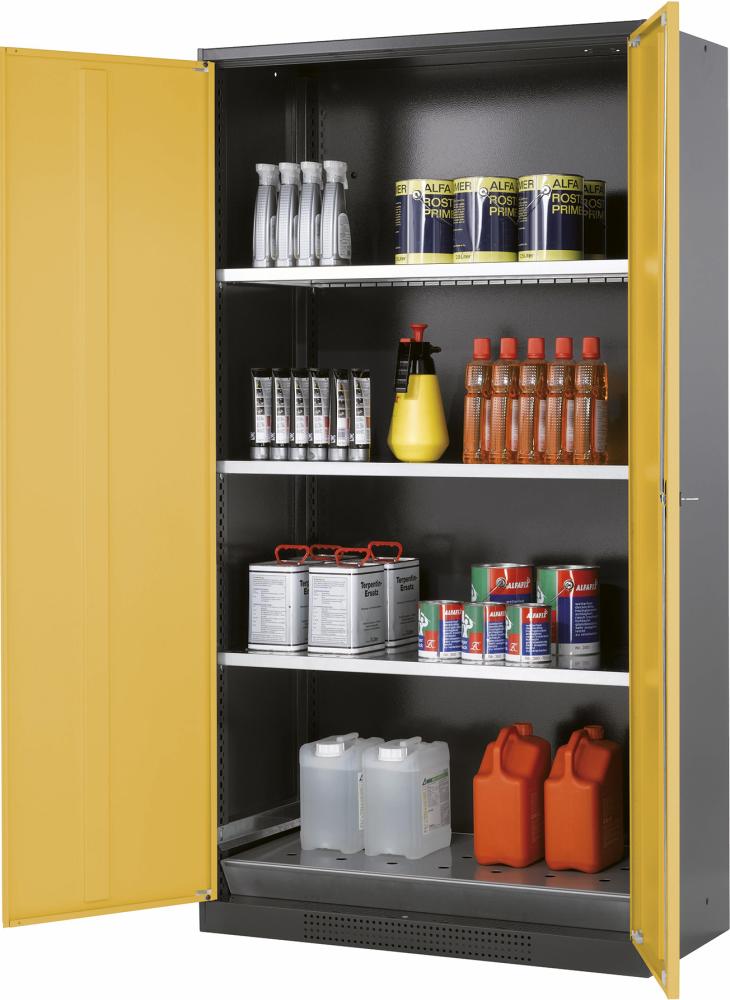 Chemikalienschrank 1055x1950 2Tür.gelb,3Wbö