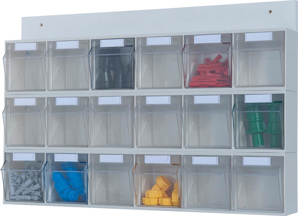 MultiStore Wand-Set 18 Klarsichtbehälter hochschlagfest Kunststofflichtgrau