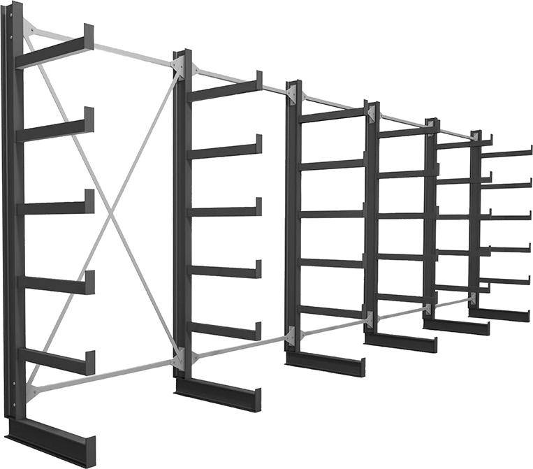 5 Felder/6 Ständer Tragkr. /Arm 200kg Ständerlast/Seite 1000 kgStänderprofil: IPE 100