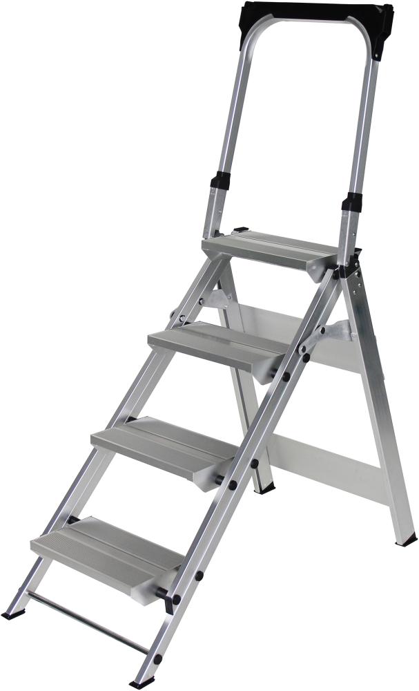 Alu-Klapptreppe 4 Stufen mit Bügel Höhe o. Stufe 0,86 m Arbeitshöhe bis 2,90 m