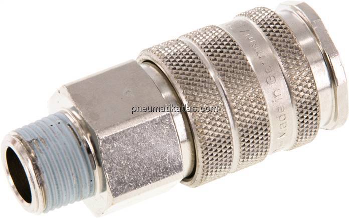 Kupplungsdose (NW10) R 3/8"(AG), Messing vernickelt