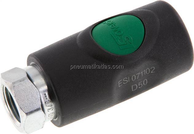 Sicherheits-Druckknopfkupplung (NW7,2), G 3/8" IG, Kunststoff