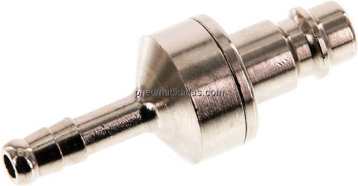 Kupplungsstecker (NW7,2) 6 (1/4")mm Schlauch, Messing vernickelt