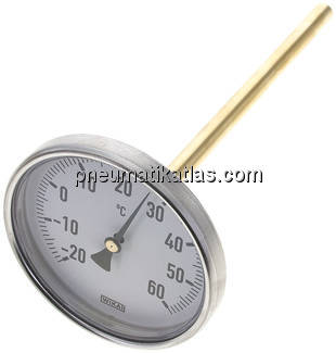 Bimetallthermometer, waagerecht D100/-20 bis +60°C/200mm