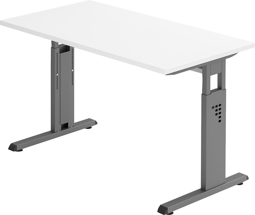 Schreibtisch C-Fuß B 120 x T 67 cm Weiß/Graphit man. Stufenlos verstellb.