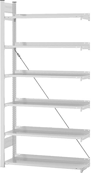 Anbauregal zerlegt HKA 20310 EX, 6 Böden 2000x300x1000mm lichtgrau