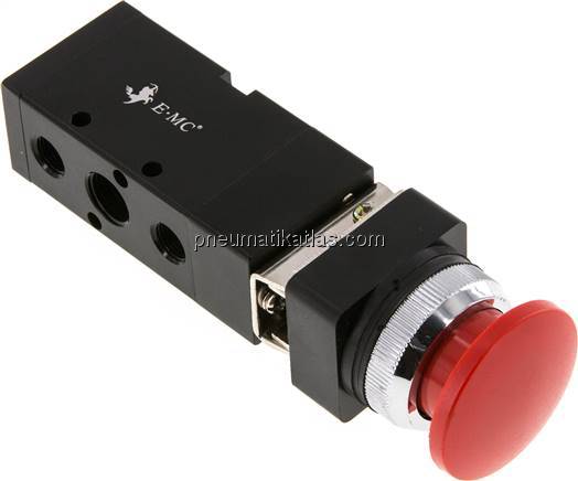5/2-Wege Pilztaster-Ventil, rot, G 1/4"