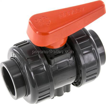 Klebemuffen-Kugelhahn, PVC-U / FKM, 32mm (Industrieausf.)