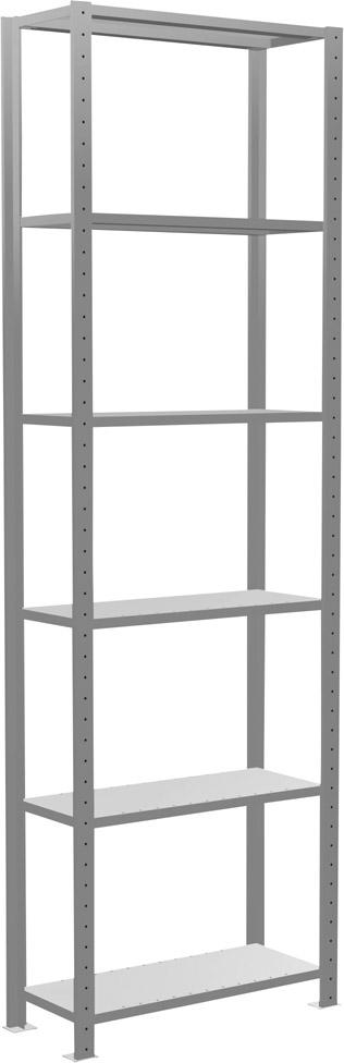 Steckregal m.LängenriegelB1000xT800xH2500 mm Anbaufeld 6 Böden vzk Fachlast 150kg