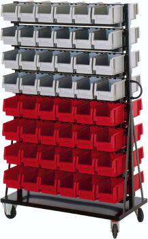 Montage-Rollwagen B1000xT500xH1640 mm 96 Kästen Gr.3 LA-KA-PE