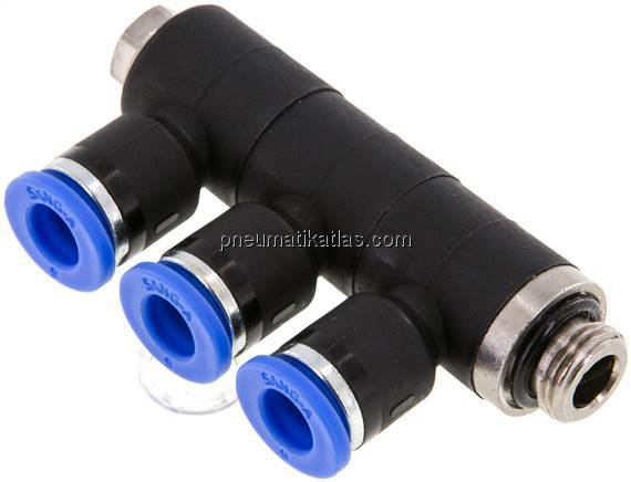 Steck-Mehrfachverteiler, 3-fach G 1/8"-6mm, IQS-Standard