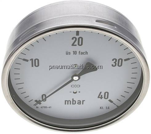 Manometer waagerecht 160mm, 0 - 40 mbar, G 1/2"