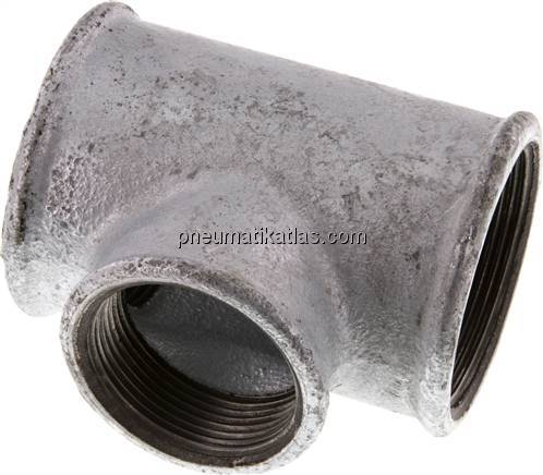 T-Stück Rp 2"-Rp 1-1/2"-Rp 2" (IG), Temperguss verzinkt