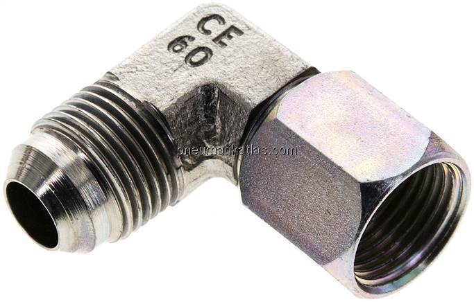 90°-Einschraubwinkel, UNF 3/4"-16 (JIC), Stahl verzinkt