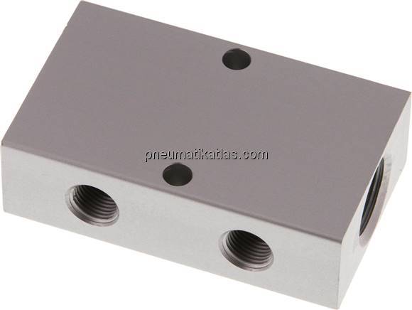 Verteilerleiste 2x G 3/8"-4x G 1/8", Aluminium eloxiert