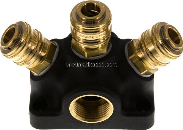 Wanddose mit G 3/4" (IG) und 3 Standard-Kupplungsdosen NW7,2