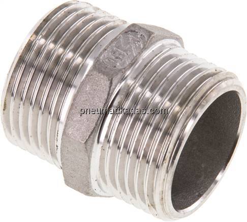 Doppelnippel, G 1"-G 1", flach dichtend, 1.4408