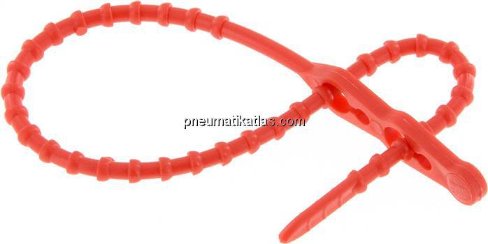 Lösbarer Kabelbinder, 240mm, 2 Befestigungsaugen, rot