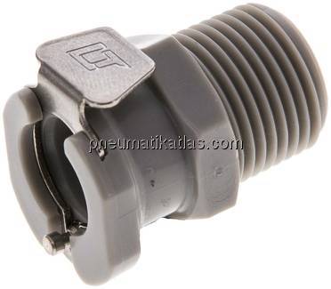 Kupplungsdose (LC) mit Außengewinde, Polypropylen (grau)