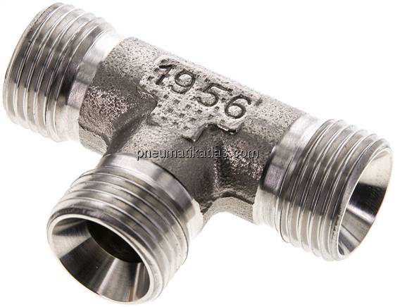 T-Stück, 60°Konus G 1/2"-G 1/2"-G 1/2" (AG), V4A