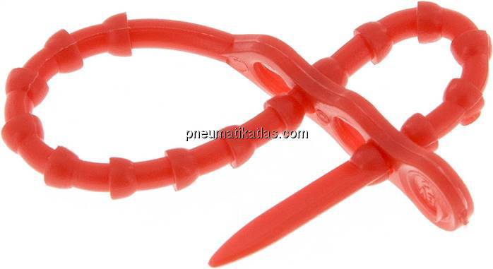 Lösbarer Kabelbinder, 120mm, 2 Befestigungsaugen, rot