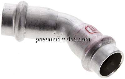Pressfitting, 45° Bogen, 15mm innen, 1.4404