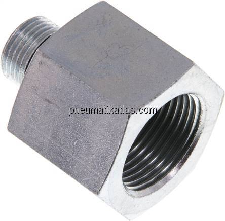 Hydraulik-Reduzierung G 3/8"(AG)-G 3/4"(IG), Stahl verzinkt, Elastomerdichtung