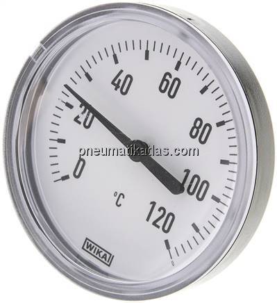 Bimetallthermometer, waagerecht D80/0 bis +120°C/40mm
