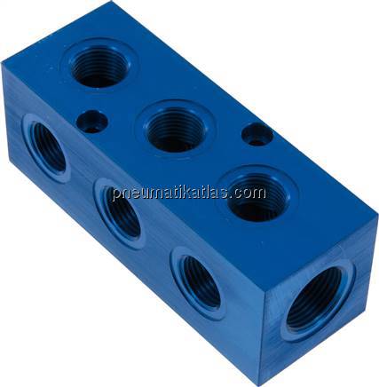 Verteilerblock 1 x G 3/4"-9x G 1/2", Aluminium