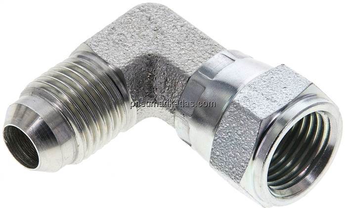 90°-Einschraubwinkel, UNF 9/16"-18 (JIC), Stahl verzinkt