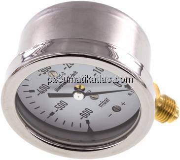 Manometer senkrecht 63mm, -0,6 bar bis 0 bar mbar, G 1/4"