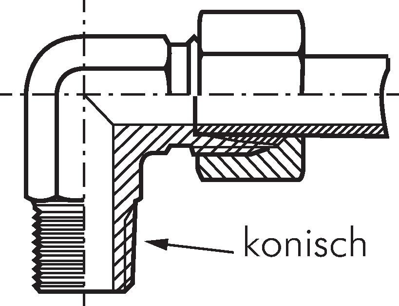Zeichnung: Winkel-Einschraubverschraubung, metrisc