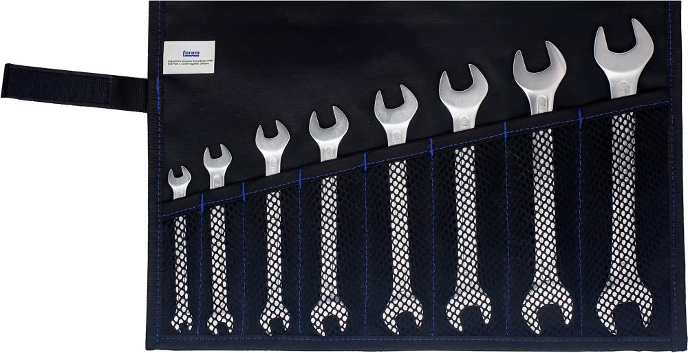 Doppelmaulschlüssel-Satz DIN3110 6-22mm 8-teilig in Rolltasche FORUM