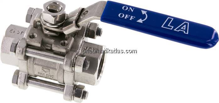 3-teiliger Edelstahl-Kugelhahn, G 3/4", 0 - 63bar