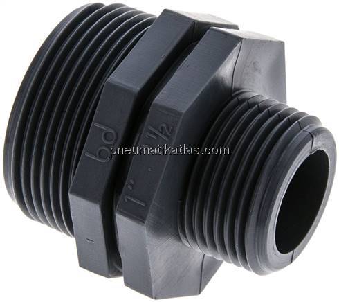 Doppelnippel G 1-1/2"-G 1", Polypropylen