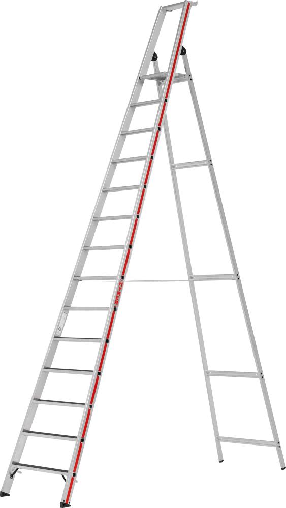 Stufenstehleiter R13 mit Plattform einseitig begehbar 14 StufenLänge 4,20 m