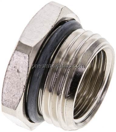 Reduziernippel G 1/2"(AG)-G 3/8"(IG), Messing vernickelt (Elastomerabdichtung)