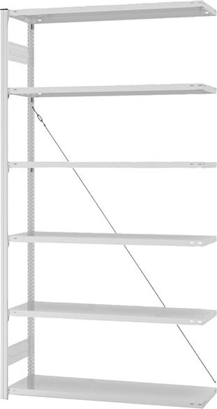 Anbauregal, 6 BD 2500x400x1300, hellgrau