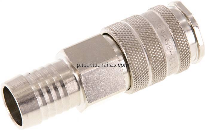 Kupplungsdose (NW10) 19 (3/4")mm Schlauch, Messing vernickelt