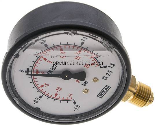 Glycerin-Manometer senkrecht (KU/Ms), 63mm, -1 bis 1,5 bar