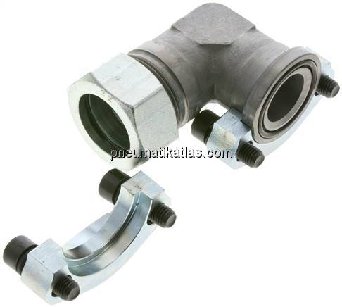 Winkel-Flanschverschraubung 1-1/4"-SAE (3000 PSI), 35 L (M45x2)