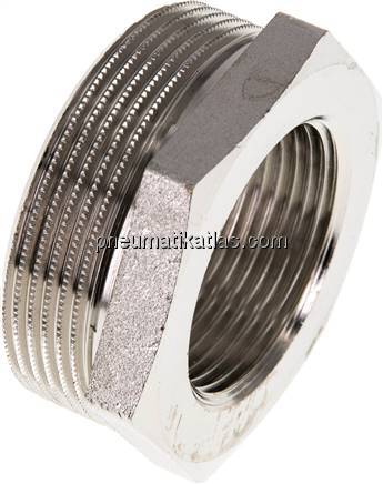 Reduziernippel G 2"(AG)-G 1-1/4"(IG), Messing vernickelt