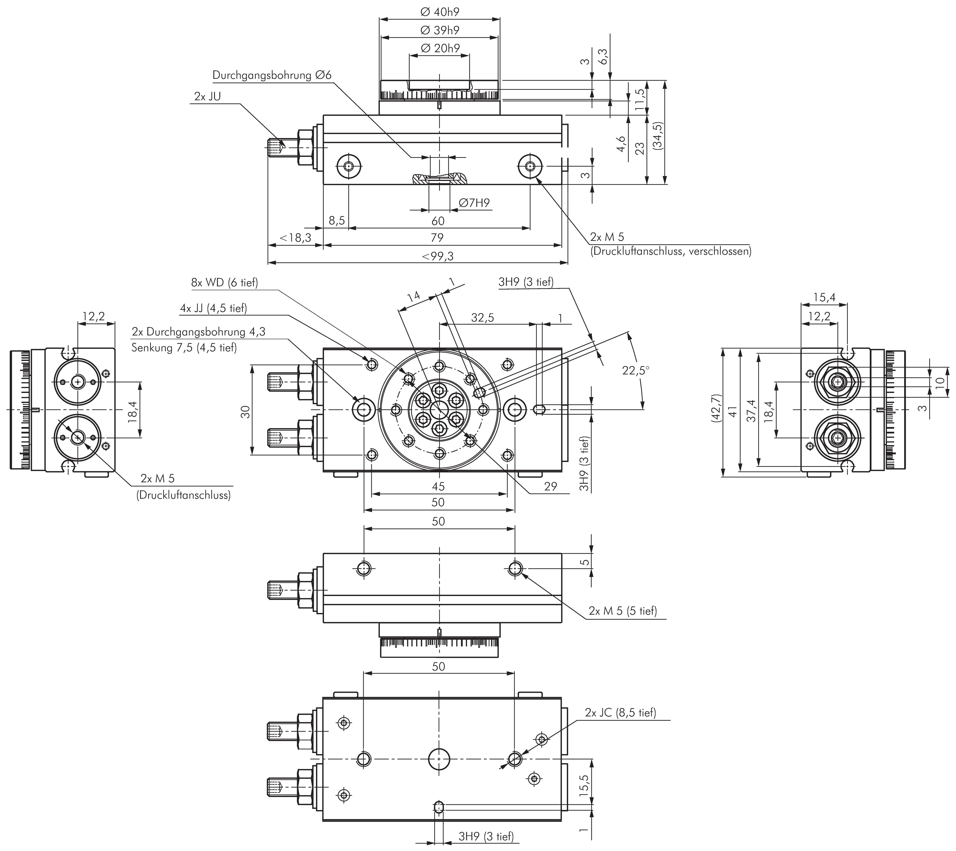 Zeichnung: Kompakt-Schwenktisch Baugröße 7