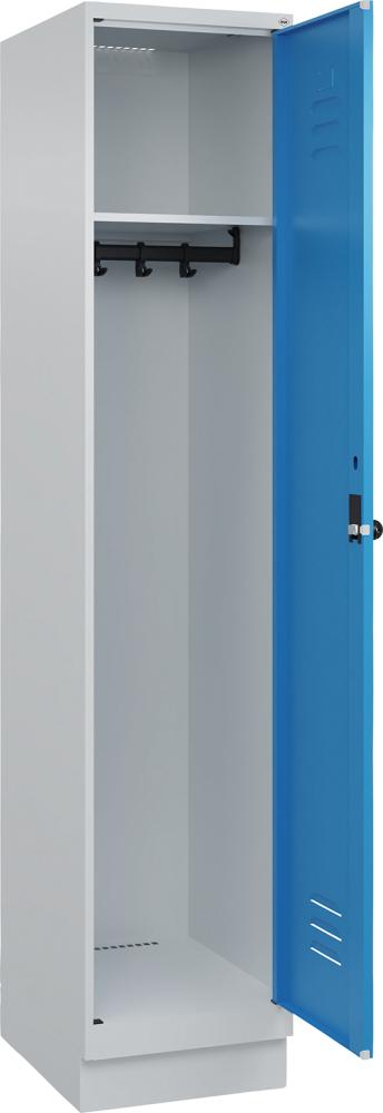 Garderobenschrank CLASSICB400xT500xH1950 mm RAL 7035/5012, 1 Abteil mit 100 mm hohem Sockel