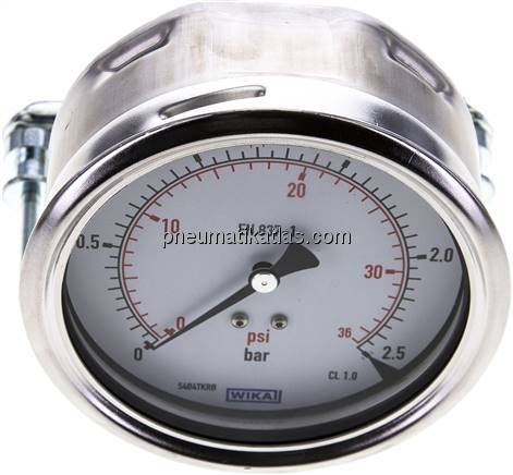 Einbaumanometer, 3-kant-Frontring, 100mm, 0 - 2,5 bar