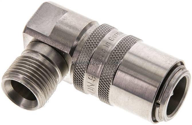 90°-Temperierkupplungsdose 13mm Zapfen,G 3/8"(AG)