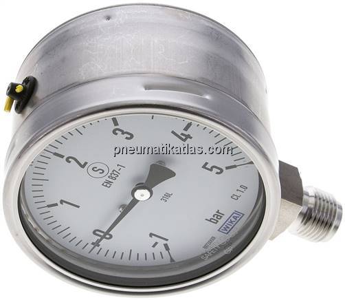 Sicherheits-Manometer senkrecht, 100mm, -1 bis 5 bar